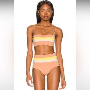 L*SPACE Rebel stripe bikini top and Portia stripe bikini bottom size S NWT